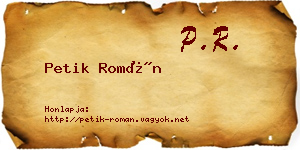 Petik Román névjegykártya